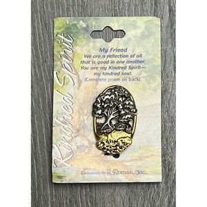 Vintage Kindred Spirit Brooch‎ Pin My Friend by Roman Inc Tree Reflection 1999